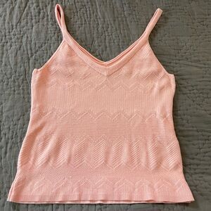 White House Black Market Light Pink Knit Sweater Camisole Large Soft Rayon Blend